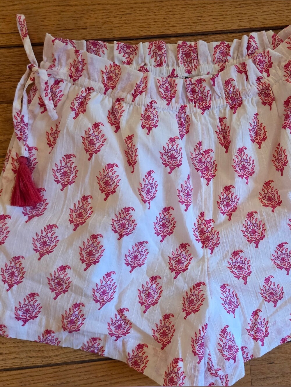 Roller Rabbit X Target White Shorts Pink Floral Print Tassel Drawstring (L) NWT